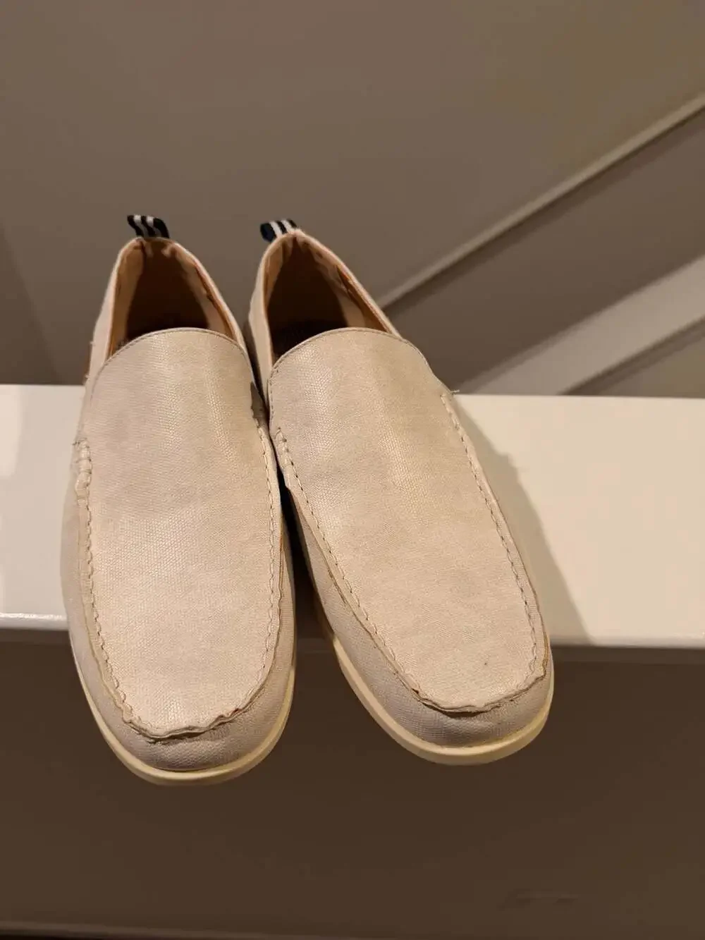 Lucio Ricci Slip-On Loafers Size 13M Sand Canvas Boat Shoes